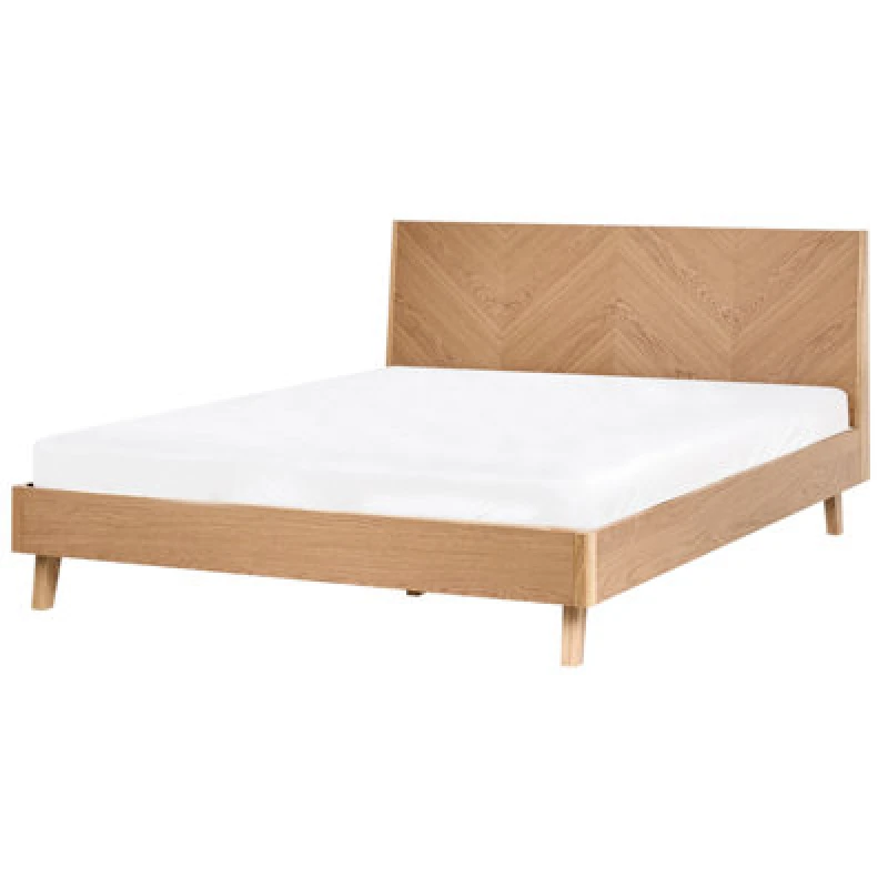 Image of Beliani Bed Wizernes 160 X 200 Cm (Eu King Size) Light Oak