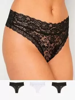 Image of Long Tall Sally 3 Pack Floral Lace Thong, Multi, Size 14-16, Women
