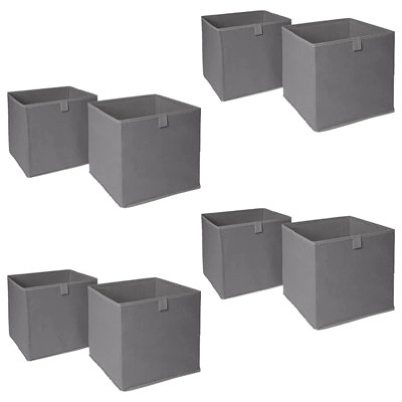 Image of OHS OHS Pack of 8 Plain Folding Storage Boxes in Charcoal Charcoal One Size Unisex 5027434163250