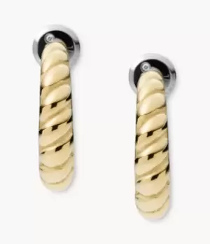 Image of Fossil Women Vintage Twists Gold-tone Stainless Steel Hoop Earrings
