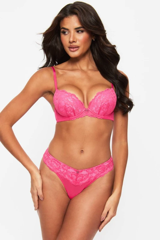 Image of Ann Summers Womens Sexy Lace Thong in Dark Pink Size: 8 Dark Pink Female 8