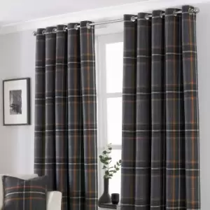 Image of Riva Home Aviemore Checked Pattern Ringtop Curtains (90 x 72" (229 x 183cm)) (Rust) - Rust