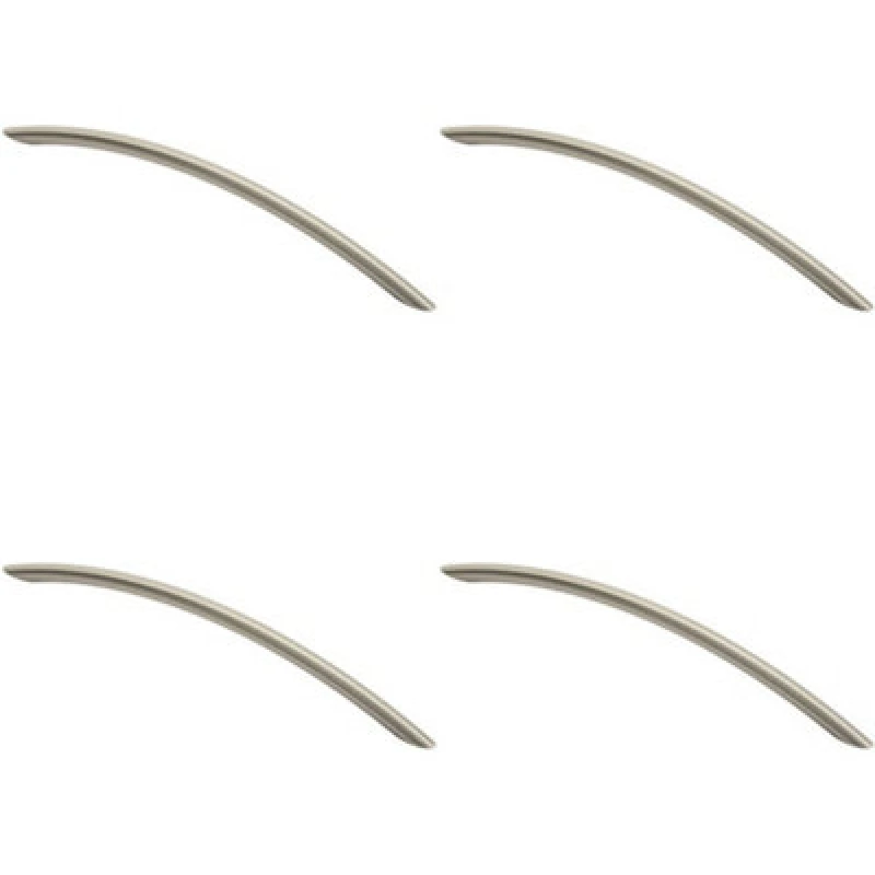 Image of Loops 4x Curved Bow Cabinet Pull Handle 256 x 10mm 224mm Fixing Centres Satin Nickel Metallics unisex
