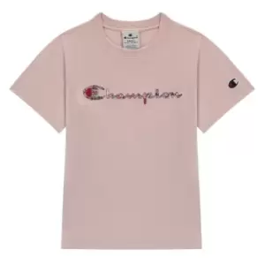 Image of Champion Logo Fitted T-Shirt - Pink