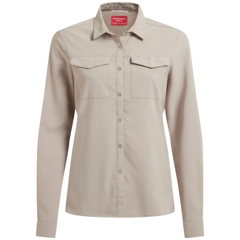Image of Womens long sleeve shirt Craghoppers Nosilife Pro Langarm Hemd V Beige Female 36