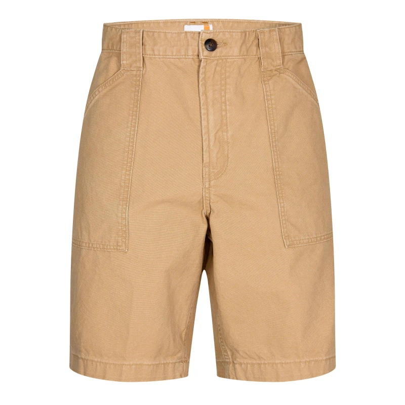 Image of Timberland Mens Washed Canvas Fatigue Chino Shorts Light Wheat male 30