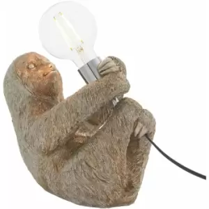 Image of Vintage Silver Sloth Table Light - Resin Figure - Chrome Plated Lamp Holder