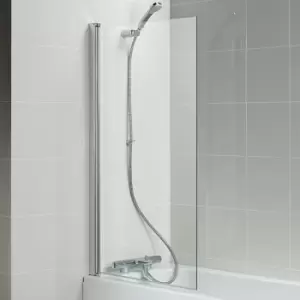 Image of Ideal Standard - Connect Square Angle Hinged Bath Screen 1410mm h x 820mm w - 5mm Glass