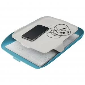 Image of Cosy Letter Tray with Desk Organiser A4, Calm Blue