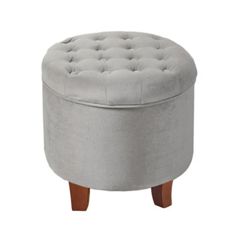 Image of Essential Living Cambridge Tufted Round Storage Ottoman - Dove Grey K6171-B214