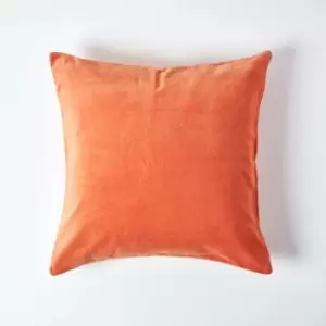 Image of Homescapes - Burnt Orange Velvet Cushion Cover, 60 x 60cm - Orange
