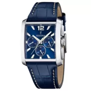 Image of Festina F20636/2 Mens Chronograph Blue Leather Strap Wristwatch