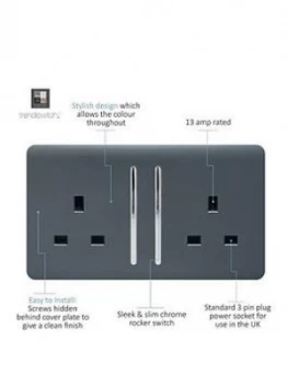 Image of Trendiswitch 2G 13A Switched Socket Warm Grey