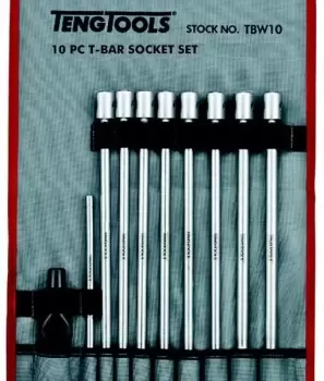 Image of Teng Tools TBW10 10 Piece 3/8" Drive T-Bar Socket Set 7-19mm