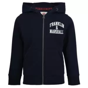Image of Franklin and Marshall Badge Zip Hoodie - Blue