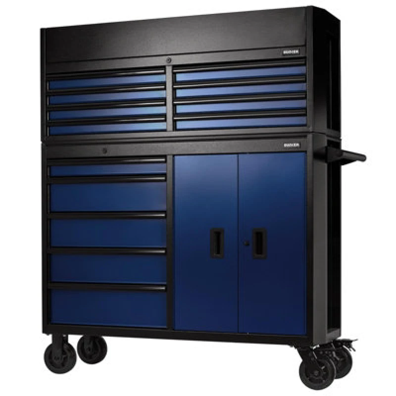 Image of Bunker 13 Drawer Roller Cabinet and Tool Chest Combo 24254 Colour: Black / Blue