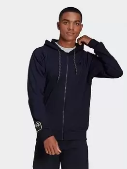 Image of adidas Originals Lightweight Aeroready Summer Full-zip Hoodie, Blue, Size S, Men