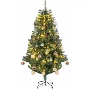 Image of 6ft Artificial Christmas Tree with LED Lights, Decoration, Auto Open - Green - Homcom