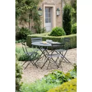Image of Rive Droite Outdoor Patio 4 Seater Bistro Table Chairs Grey Steel - Garden Trading