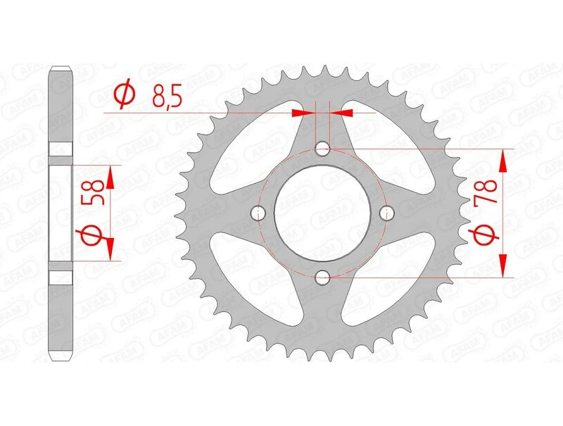Image of AFAM Steel Standard Rear Sprocket 14201 - 428