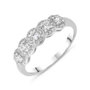 Image of 18ct White Gold Diamond Five Stone Pave Cluster Ring