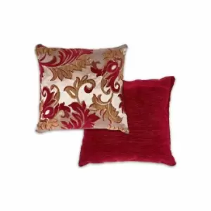 Image of Emma Barclay Rome - Damask Chenille Cushion (Pair) Cover In Wine