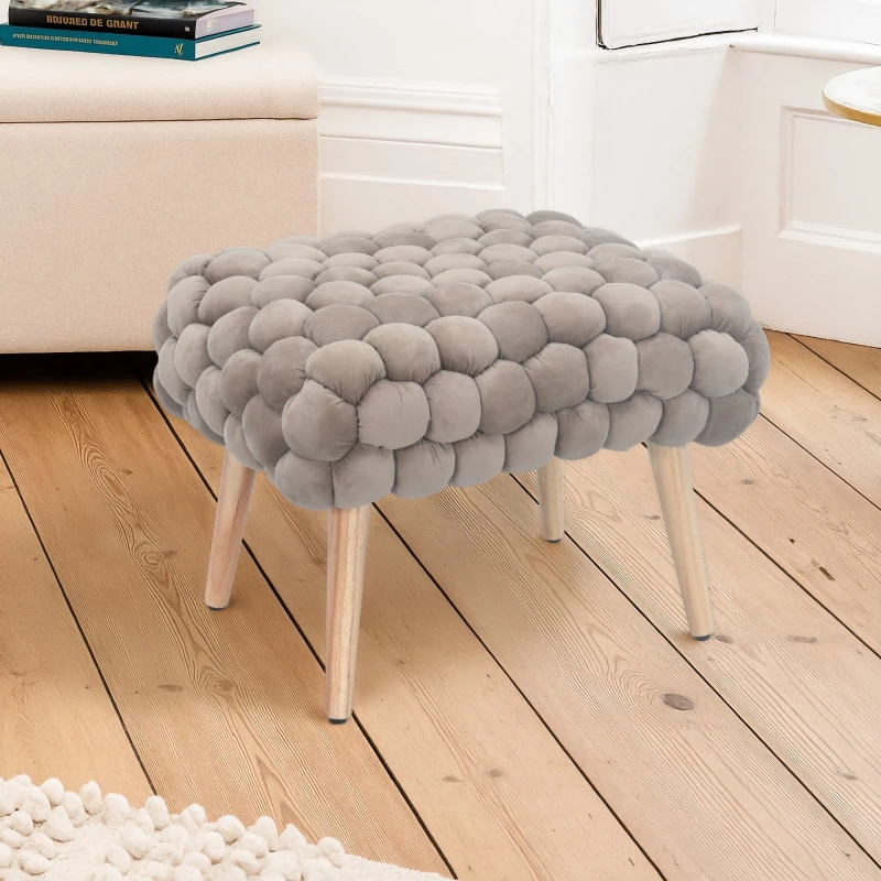 Image of Artemis Home Cushla Bubbly Velvet Small Footstool in Taupe Unisex