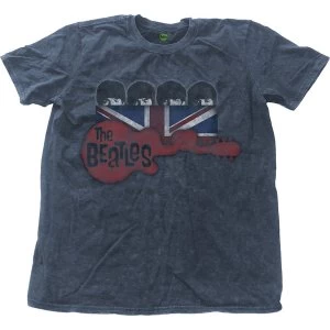 Image of The Beatles - Guitar & Flag Unisex XX-Large T-Shirt - Blue
