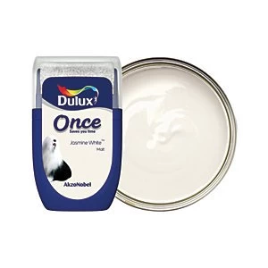 Image of Dulux Once Jasmine White Paint Matt Emulsion Paint 30ml