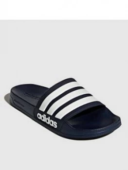 Image of adidas Adilette Shower Slide - Navy/White, Size 9, Men