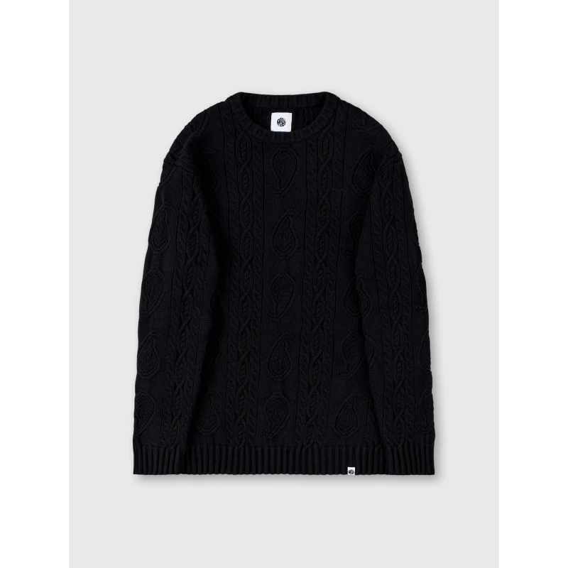 Image of Pretty Green Mens Marylebone Cable Knit Jumper Black male Small