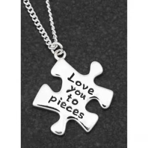 Image of Jigsaw Silver Plated Necklace Love