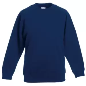 Image of Fruit Of The Loom Childrens Unisex Raglan Sleeve Sweatshirt (7-8) (Navy)