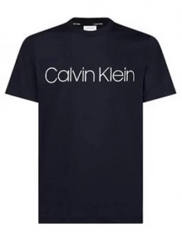 Image of Calvin Klein Cotton Front Logo T-Shirt - Navy