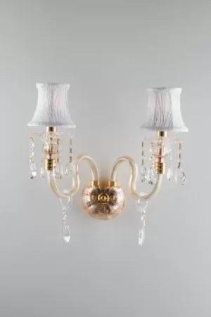 Image of MONET Wall Light Gold, Crystal With Fabric 40x37x24cm