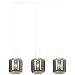 Image of Emibig Ingvar White Bar Pendant Ceiling Light with Graphite Glass Shades, 3x E14