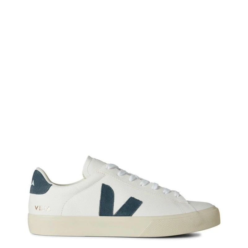 Image of Veja Mens Campo Low Top Leather Sneakers in White California