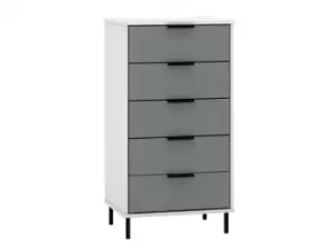 Image of Seconique Madrid Grey Gloss and White 5 Drawer Chest of Drawers