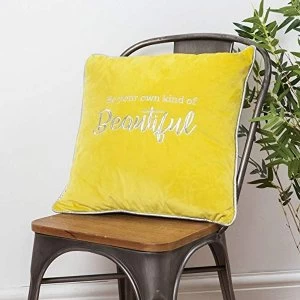 Image of Be You Own Kind of Beautiful Velvet Cushion Mustard 42cm