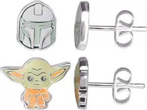 Image of Disney Yoda Earrings Set SF00246SL