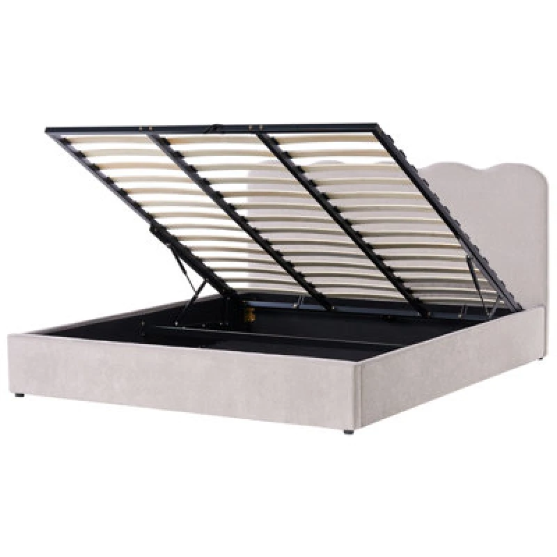 Image of Beliani Ottoman Bed Chenille Nanterre 180 X 200 Cm (Eu Super King) Beige