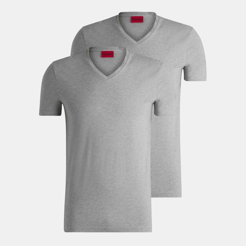 Image of Hugo Short Sleeve V Neck T Shirt - Grey Grey XS