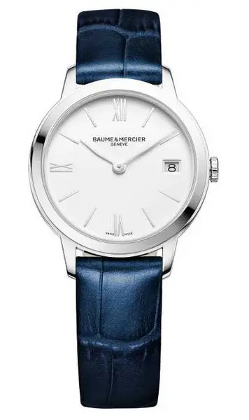 Image of Baume & Mercier M0A10353 Classima Quartz Blue Leather Strap Watch