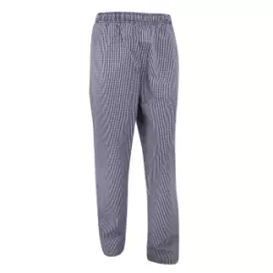 Image of Dennys Unisex Blue/White Check Fully Elasticated Trouser / Chefswear (Pack of 2) (2XL) (Navy/White)