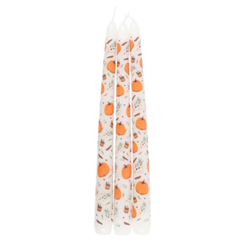 Image of Something Different Something Different Taper Pumpkin Candles Set (Pack of 3) in White White One Size Unisex 5063703960397