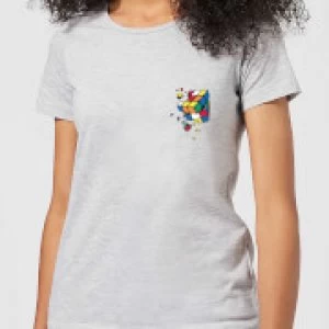 Image of Rubik's Smash Cube Womens T-Shirt - Grey - S
