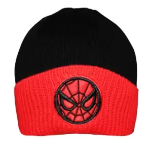 Image of Spider-Man Emblem Beanie (One Size) (Black/Red)
