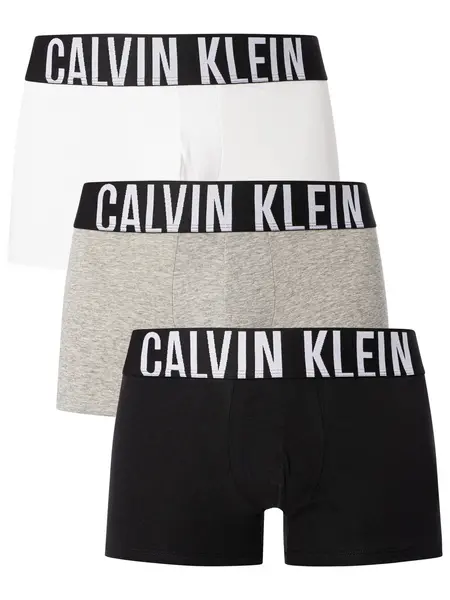 Image of Calvin Klein 3 Pack Intense Power Trunks Black/Grey Heather/White M