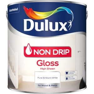 Image of Dulux Non Drip Pure Brilliant White Gloss High Sheen Paint 2.5L