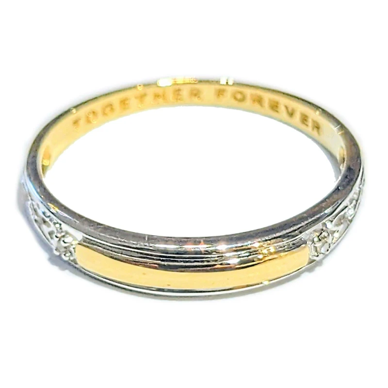 Image of Espree 9ct gold 2 tone band ring Gold unisex S